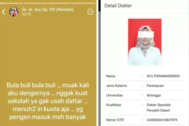 Profil dr Ayu Paramaiswari yang digunakan dimaksud Diduga Remehkan Kasus Bullying Dokter PPDS Undip